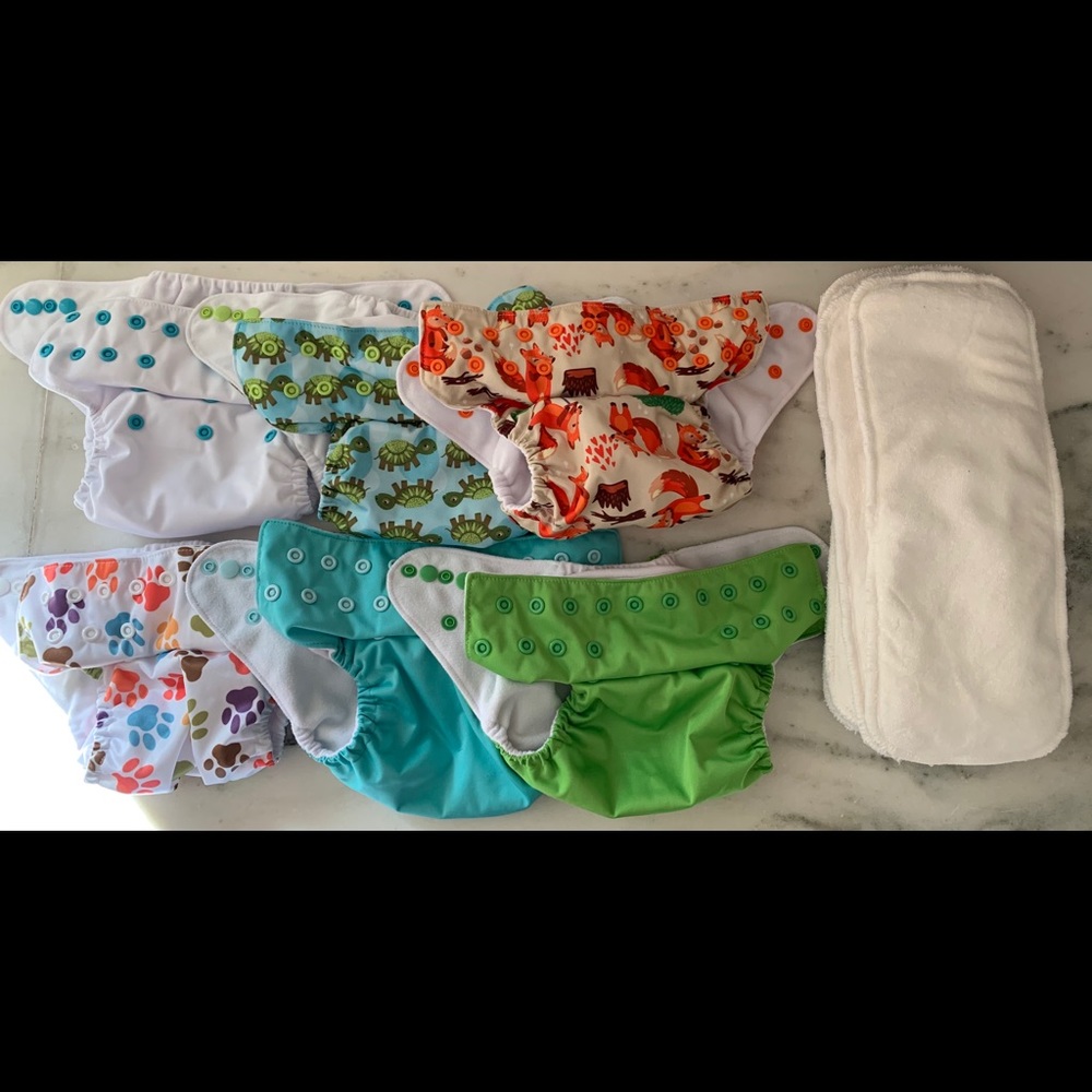6 wegreeco Cloth Pocket Diapers  Bamboo Inserts